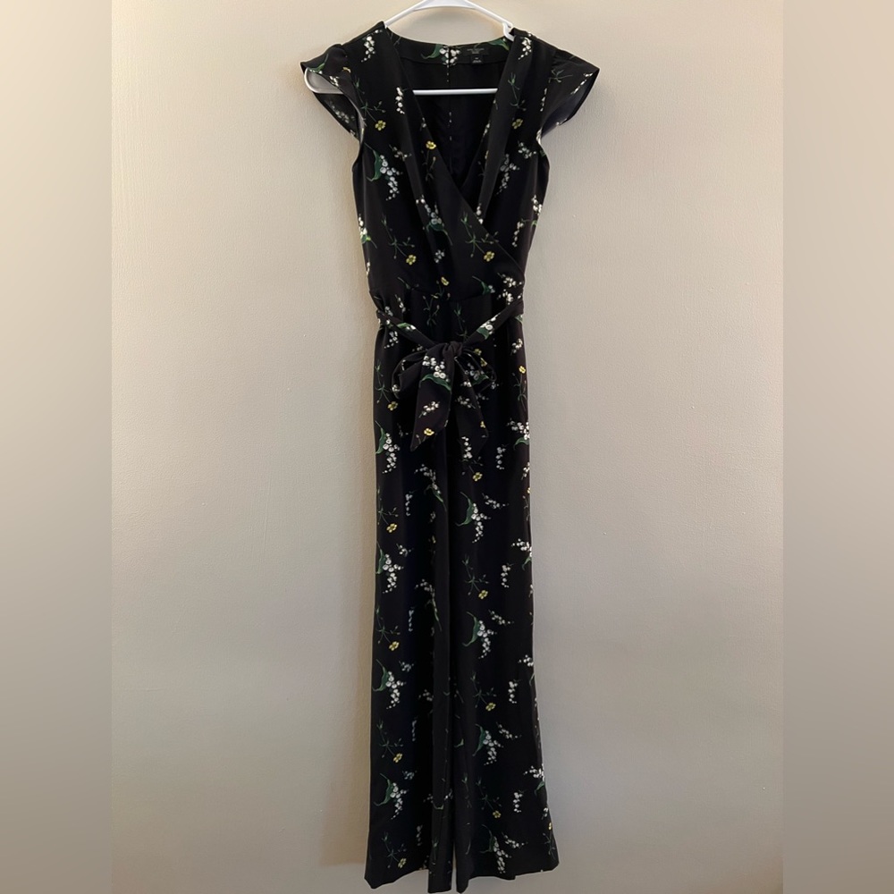 Ann Taylor Navy Blue Floral Jumpsuit - 00P